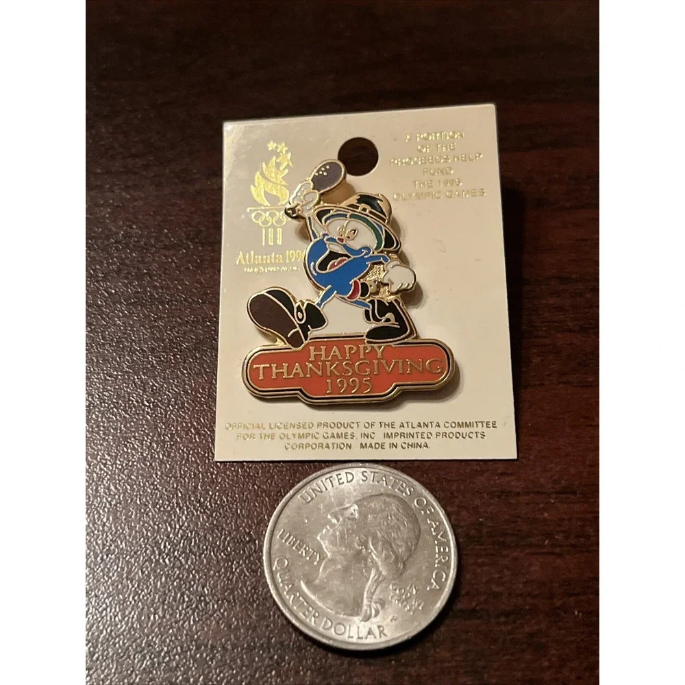 Vintage 1996‎ Atlanta Summer Olympics Izzy Happy Thanksgiving Pilgrim Lapel Pin